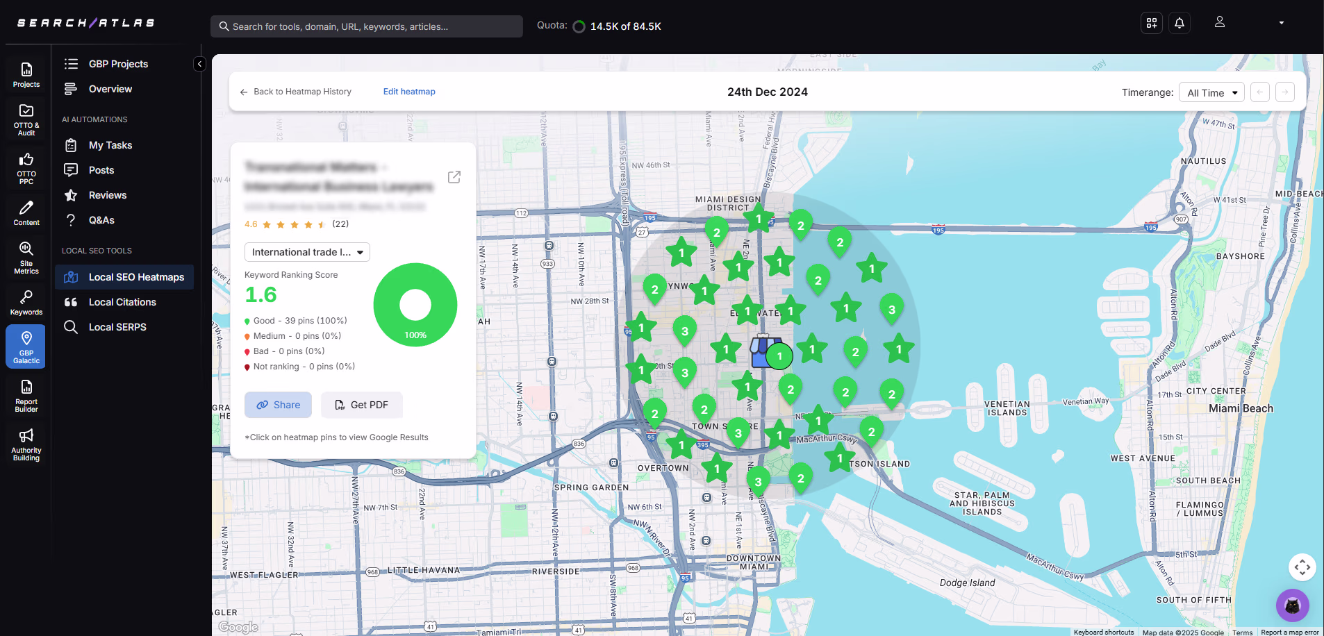 SearchAtlas Local SEO heatmap for Miami