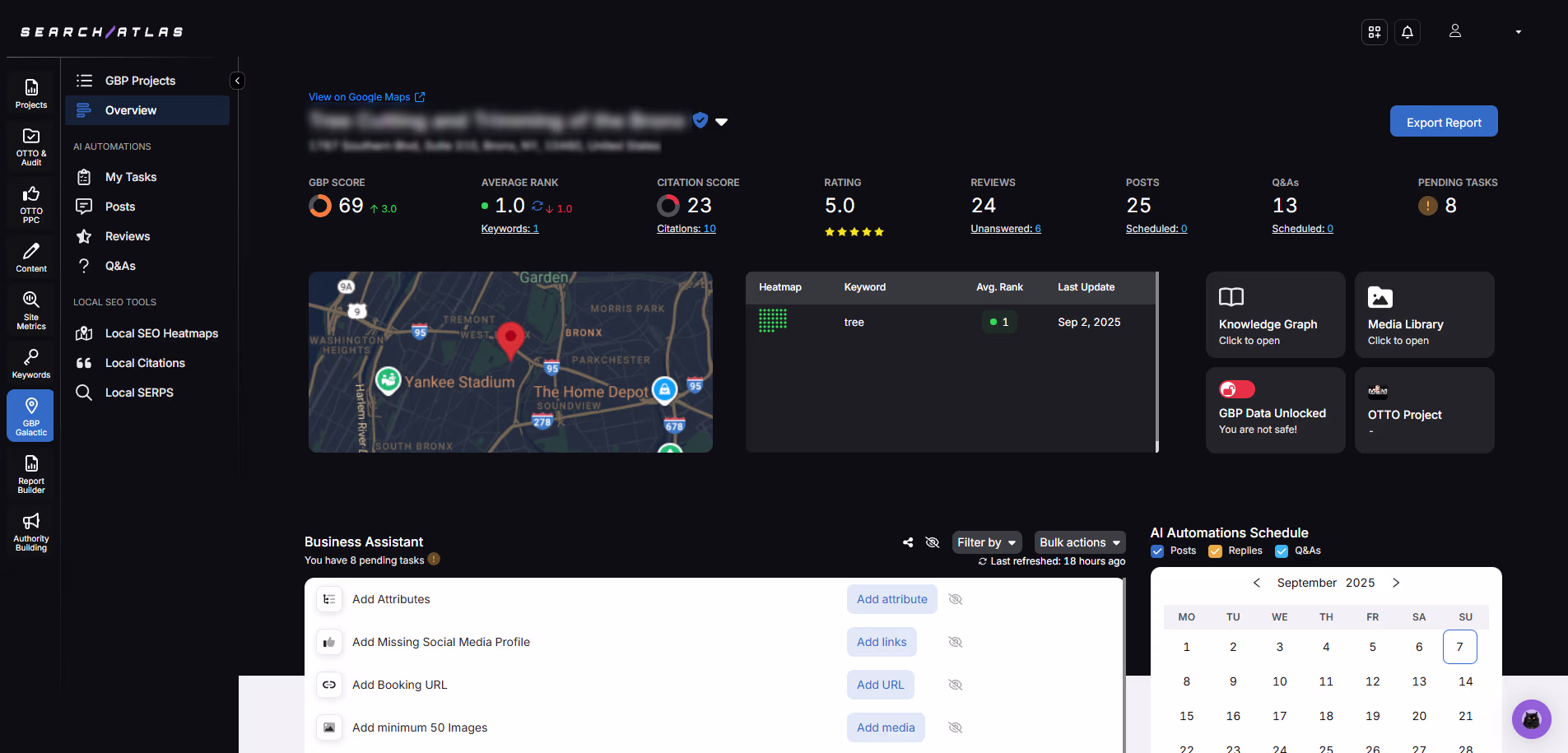 SearchAtlas GBP Overview dashboard