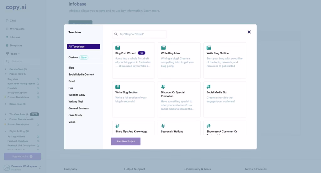 Via Copy.ai Copy.ai analytics feature