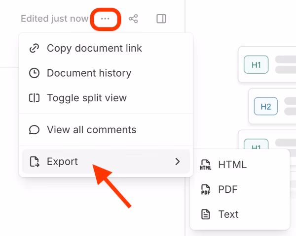 via Frase export docs from frase