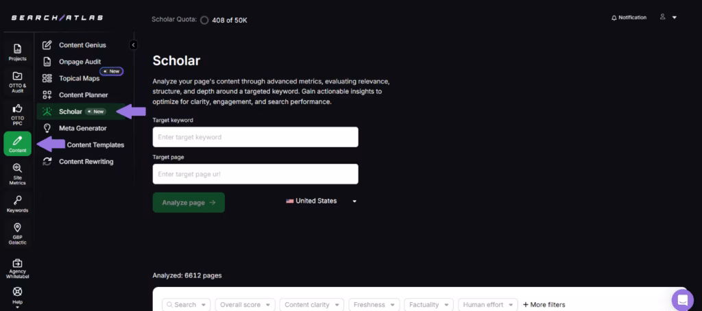 SEO analysis using SA scholar tool