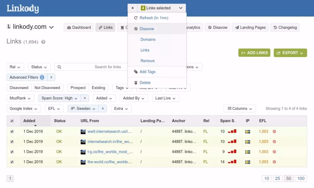 Via Linkody linkody dashboard