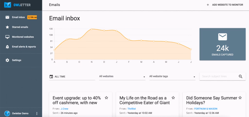 Via Owletter owletter competitor email capturing and analysis