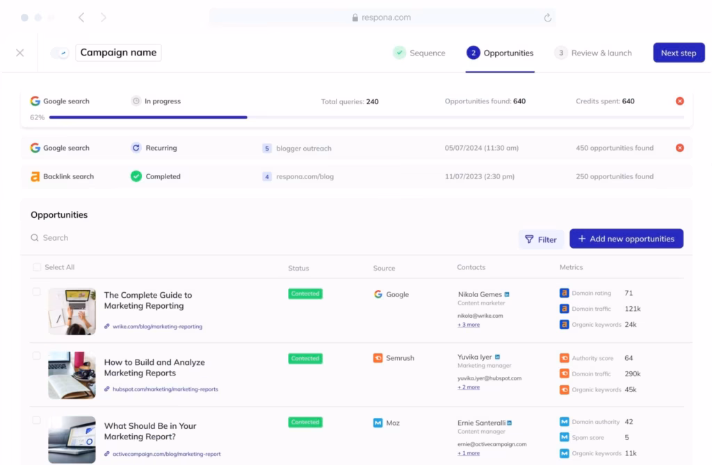 Via Respona respona dashboard