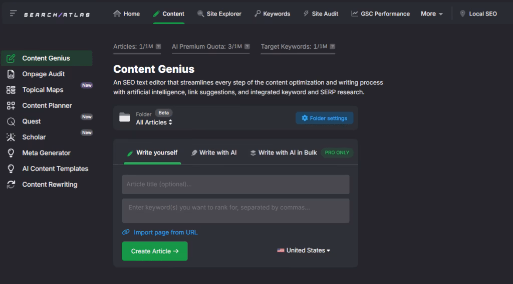Search Atlas offers all essential content strategy tools, along with innovative, never-seen-before features. search atlas content tools content teniug on page audit topical maps content planner quest scholar topical maps