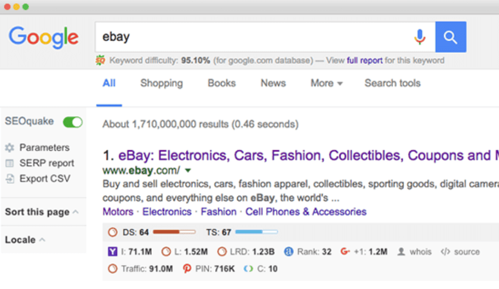 via Chrome Web Store seoquake serp overlay